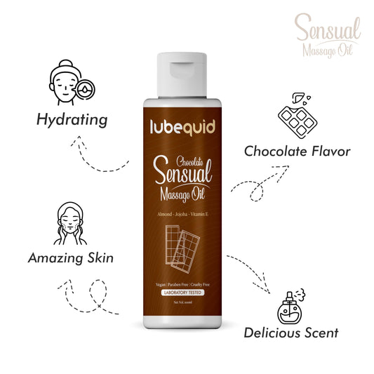 Chocolate Sensual Massage Oil for Couples - Alluring Tropical Full Body Massage Oil for Date Night and Nourishing Body Moisturizer