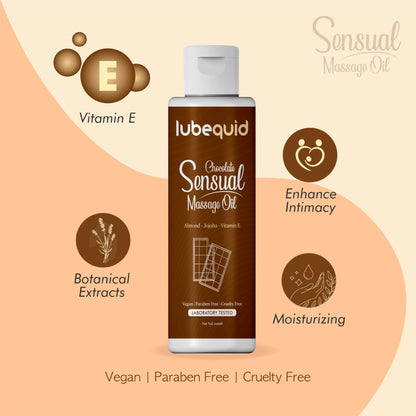 Chocolate Sensual Massage Oil for Couples - Alluring Tropical Full Body Massage Oil for Date Night and Nourishing Body Moisturizer