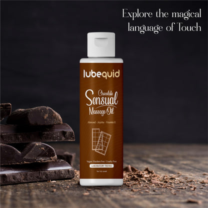 Chocolate Sensual Massage Oil for Couples - Alluring Tropical Full Body Massage Oil for Date Night and Nourishing Body Moisturizer