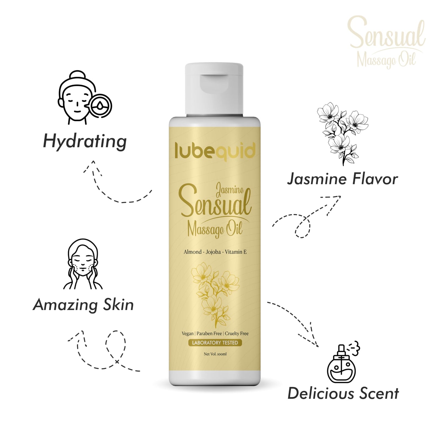 Jasmine Sensual Massage Oil for Couples - Alluring Tropical Full Body Massage Oil for Date Night and Nourishing Body Moisturizer