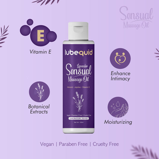 Lavender Sensual Massage Oil for Couples - Alluring Tropical Full Body Massage Oil for Date Night and Nourishing Body Moisturizer