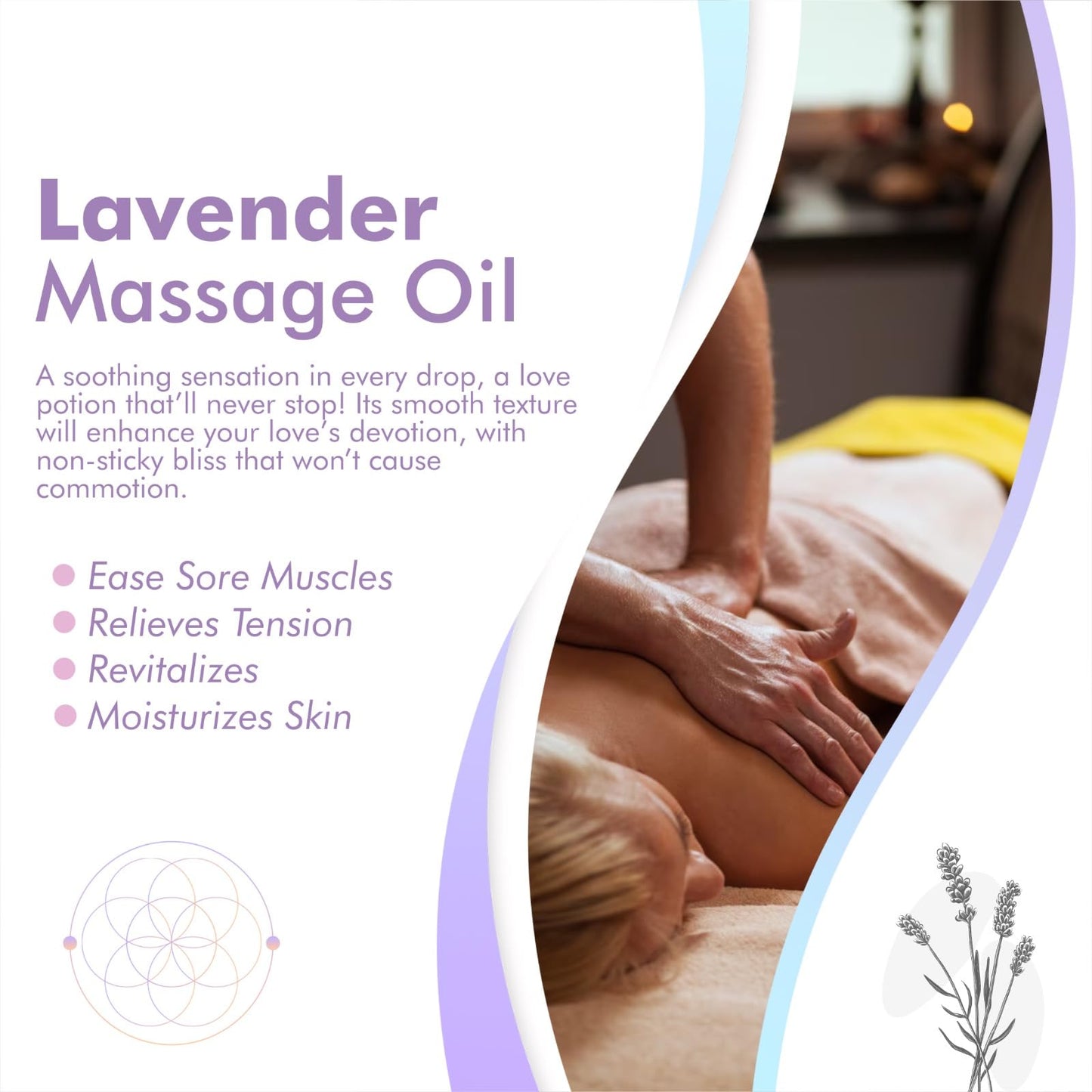 Lavender Sensual Massage Oil for Couples - Alluring Tropical Full Body Massage Oil for Date Night and Nourishing Body Moisturizer