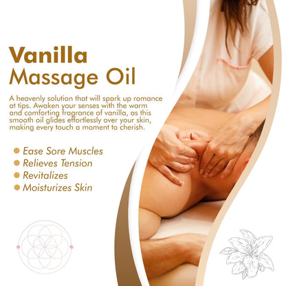 Vanilla Sensual Massage Oil for Couples - Alluring Tropical Full Body Massage Oil for Date Night and Nourishing Body Moisturizer